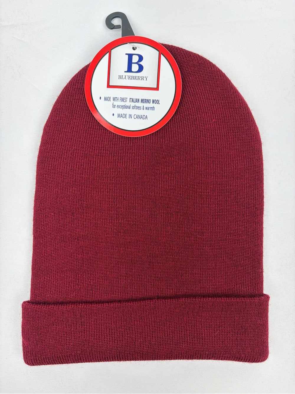 *NEW* Italian Merino Wool Blend Knit Hat Skull Cap Cranberry